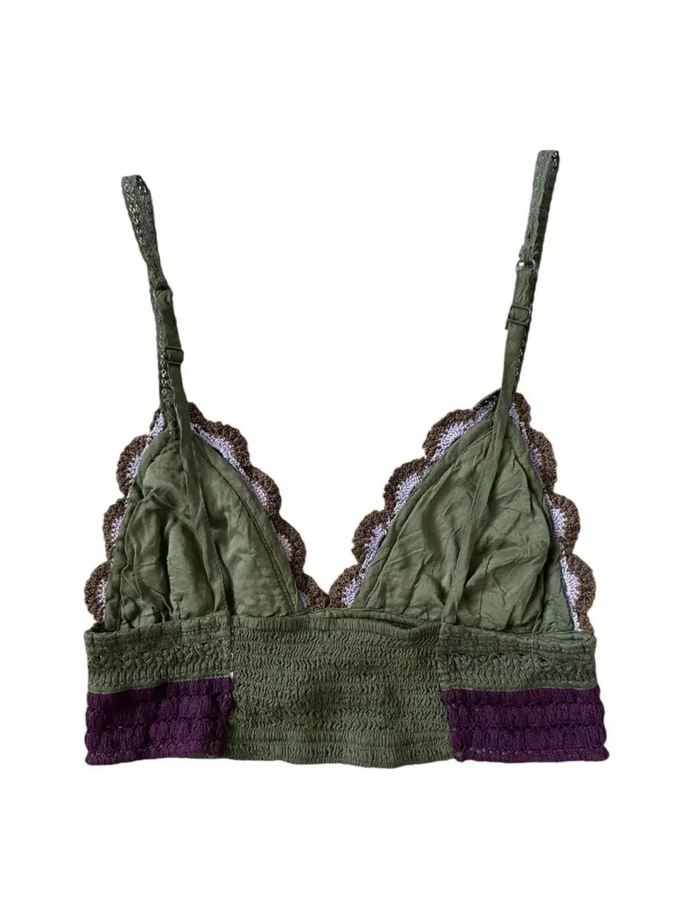 Free People Intimately Another Weekend Longline Bralette Crochet Knit Bra Purple